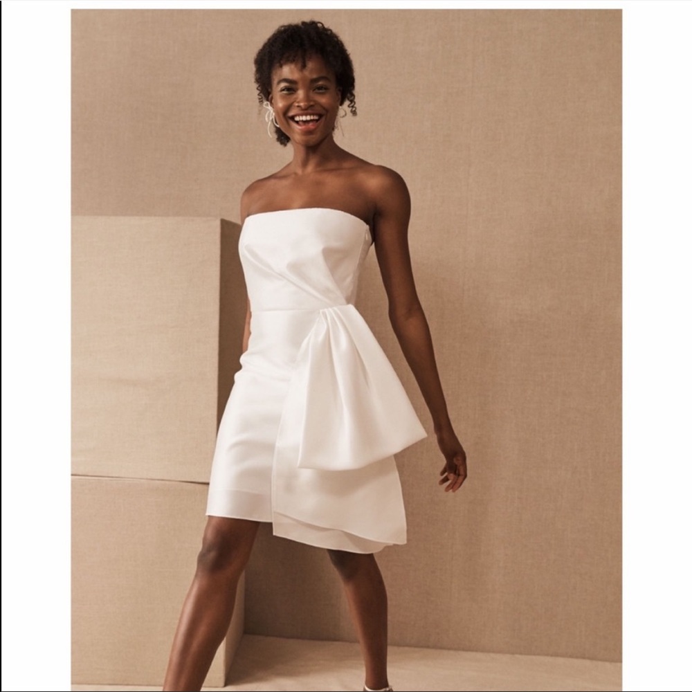 Sachin & Babi Verdance white strapless cocktail dress